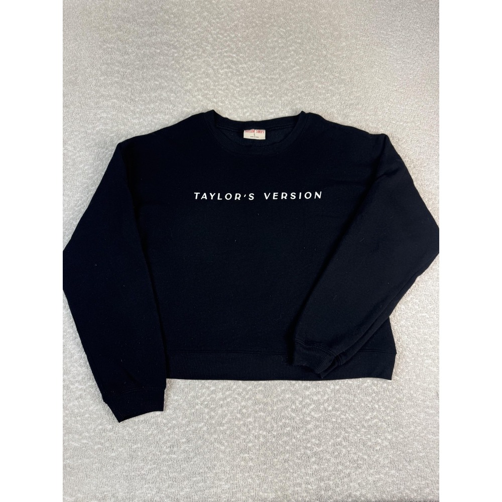 Taylor Swift Sweatshirt Womens Large Black Taylor's Version Fleece‎ Pullover